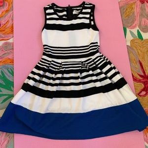 Striped blue black and white dress